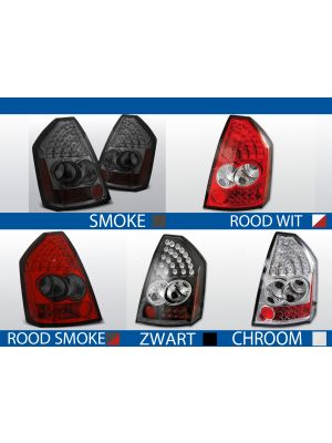 achterlichten crysler 300c rood/wit, rood/smoke, smoke, chroom of zwart