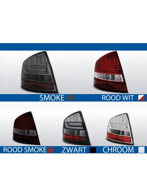 achterlichten skoda octavia 2 sedan rood/wit, rood/smoke, smoke, chroom of zwart