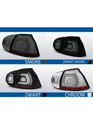 achterlichten volkswagen golf 5 zwart/smoke, smoke, chroom of zwart