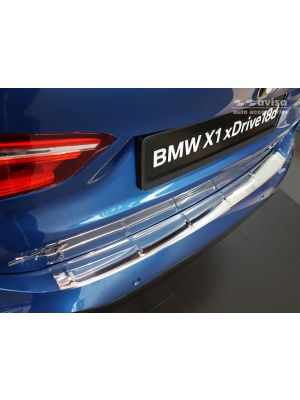Achterbumperbeschermer | BMW | X1 15-19 5d suv. F48 | met M-pakket | Ribs | RVS Zijdeglans