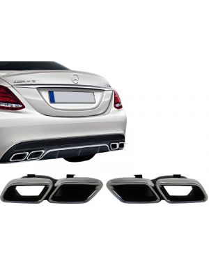 Uitlaatsierstukken | voor AMG diffuser | Mercedes-Benz C-Klasse W205 | C63 AMG-Look | set